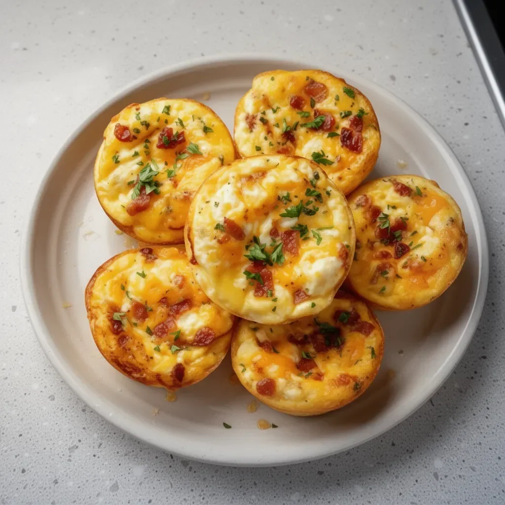 Cheesy muffin tin cottage cheese egg bites fresh out of the oven
