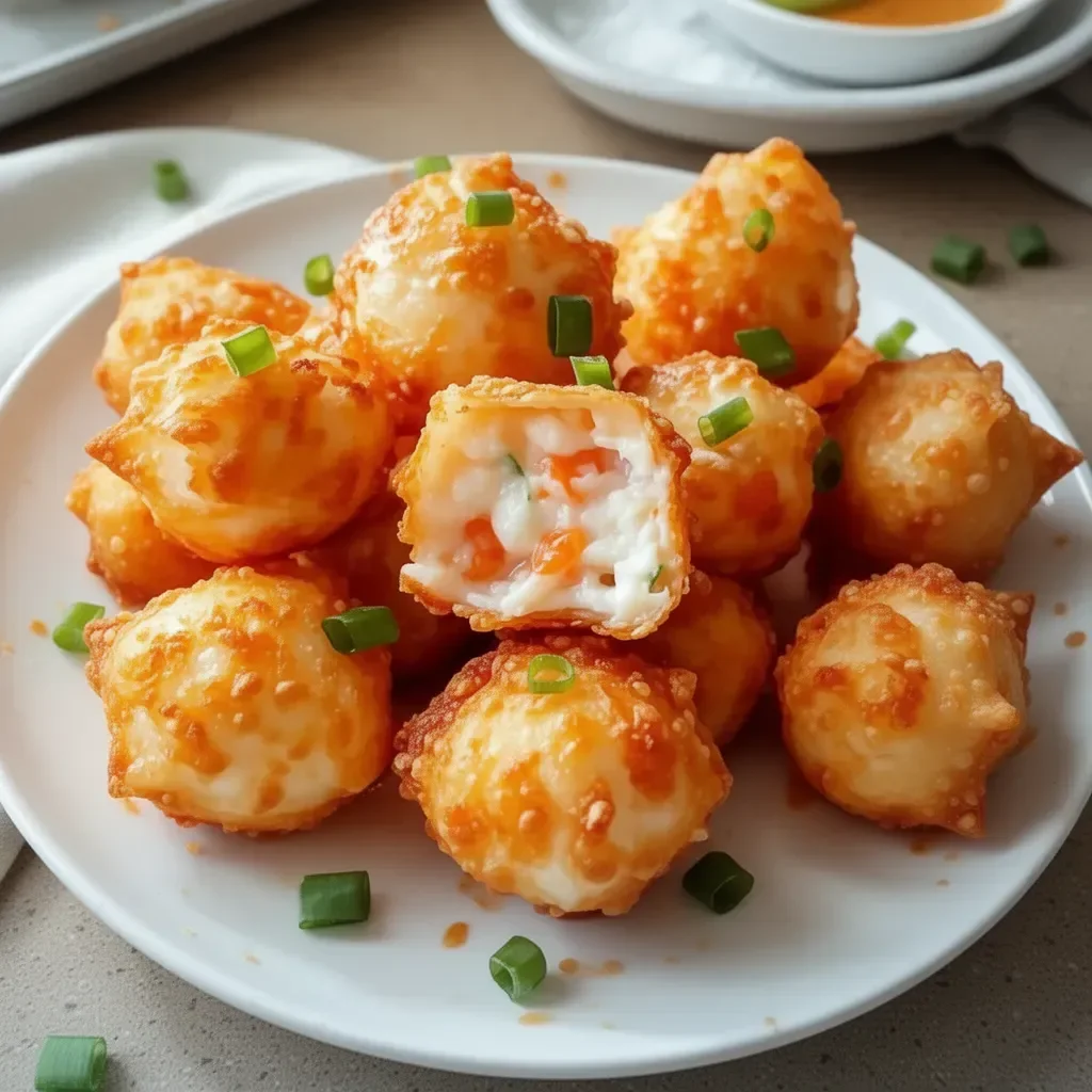 Delicious Crab Rangoon Bombs ready to be served as an appetizer.