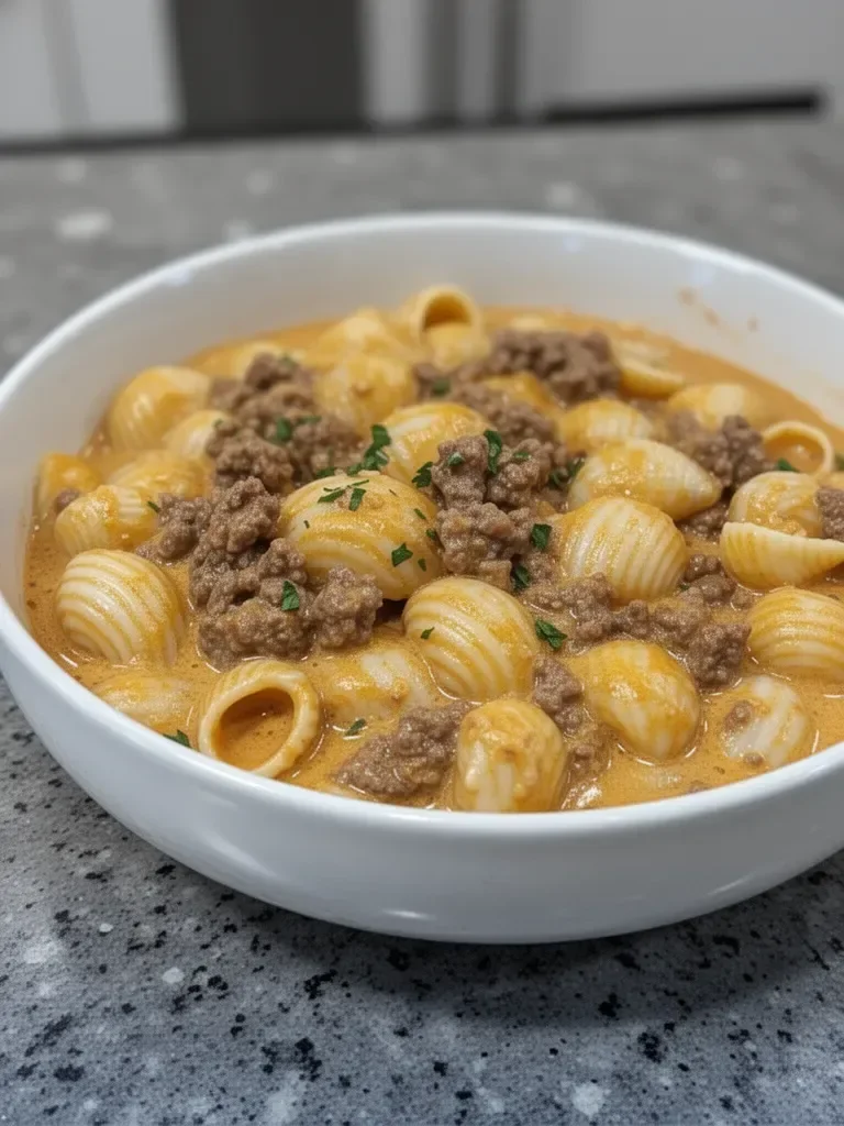 Creamy Beef and Shells