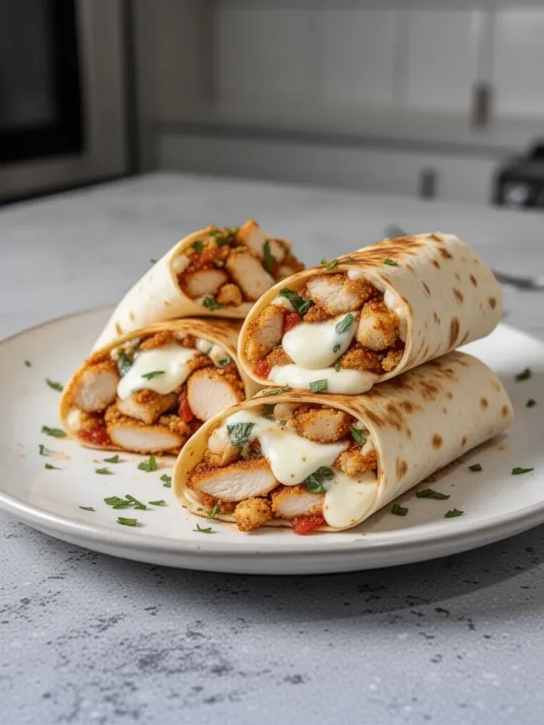 Crispy Air Fryer Chicken & Mozzarella Wraps