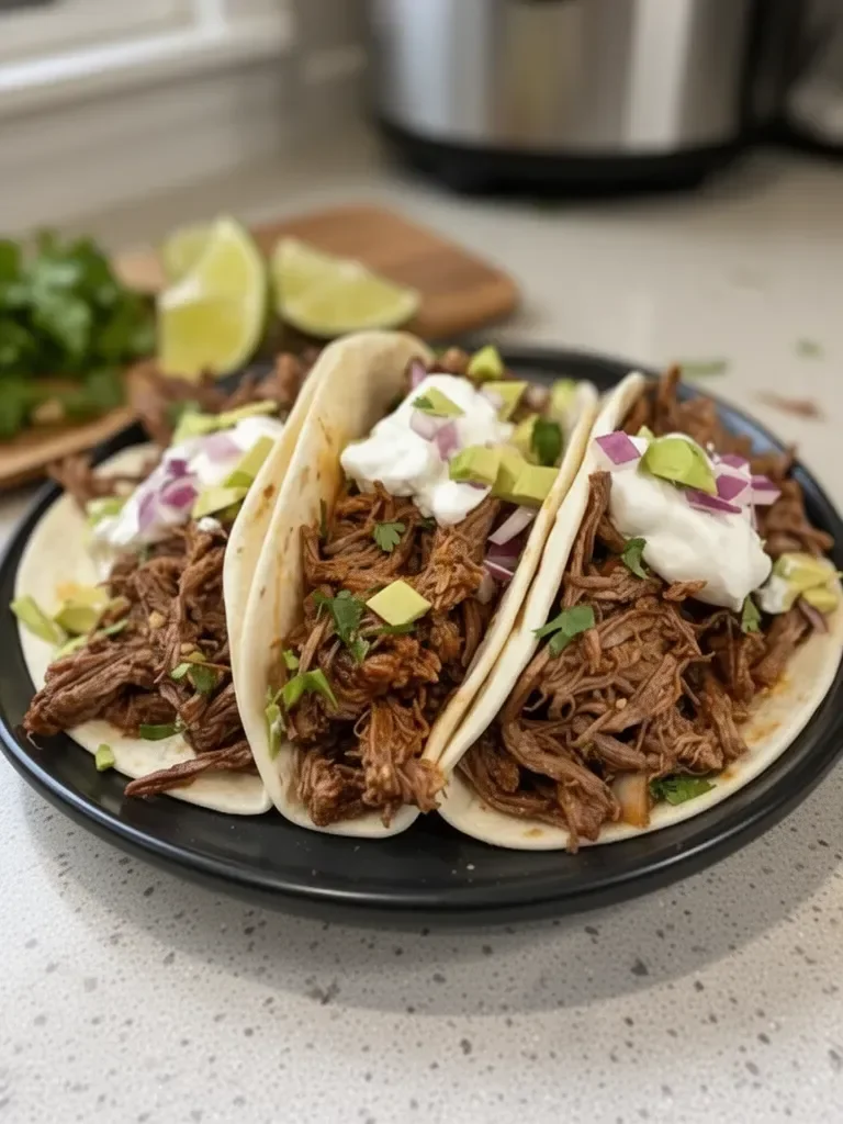 Crock Pot Mexican Shredded Beef Tacos