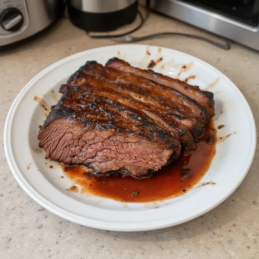 Deliciously cooked Crockpot brisket served with sides