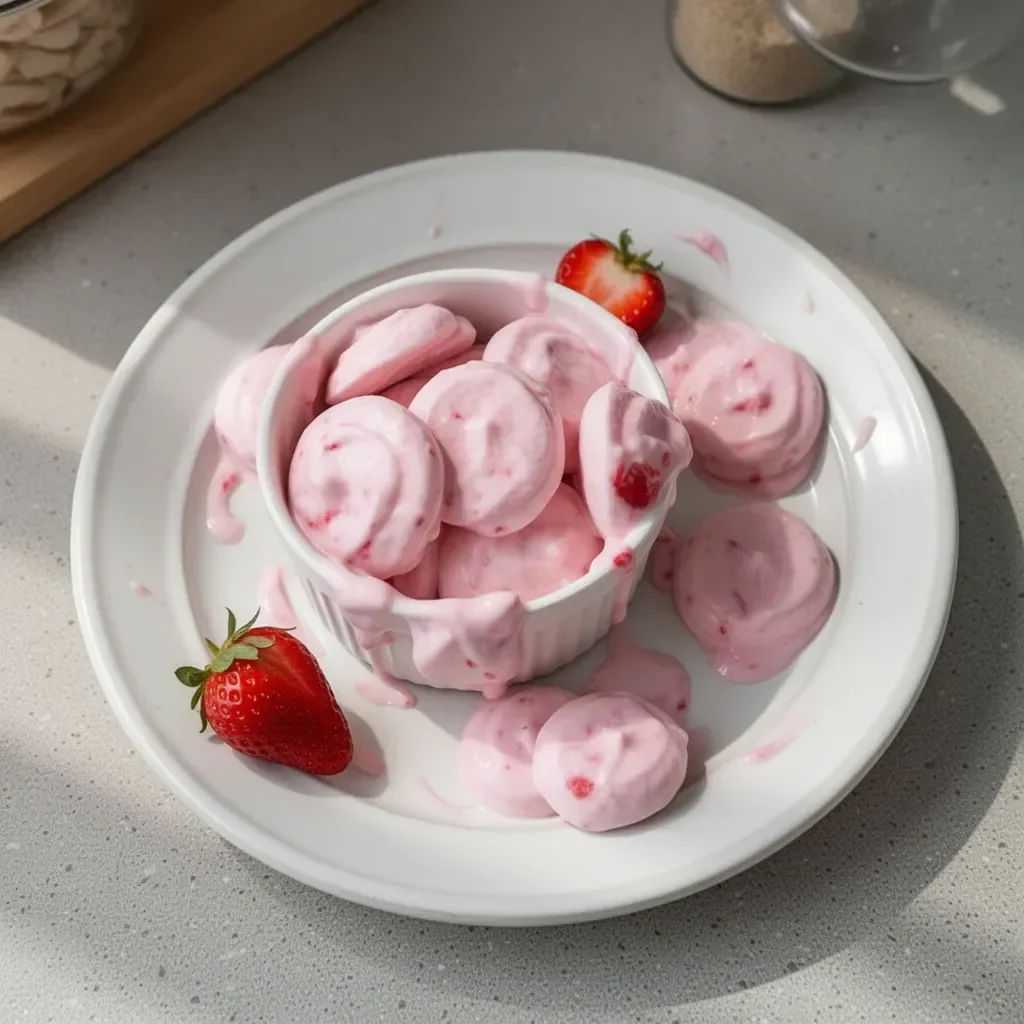 Easy strawberry yogurt bites served on a plate