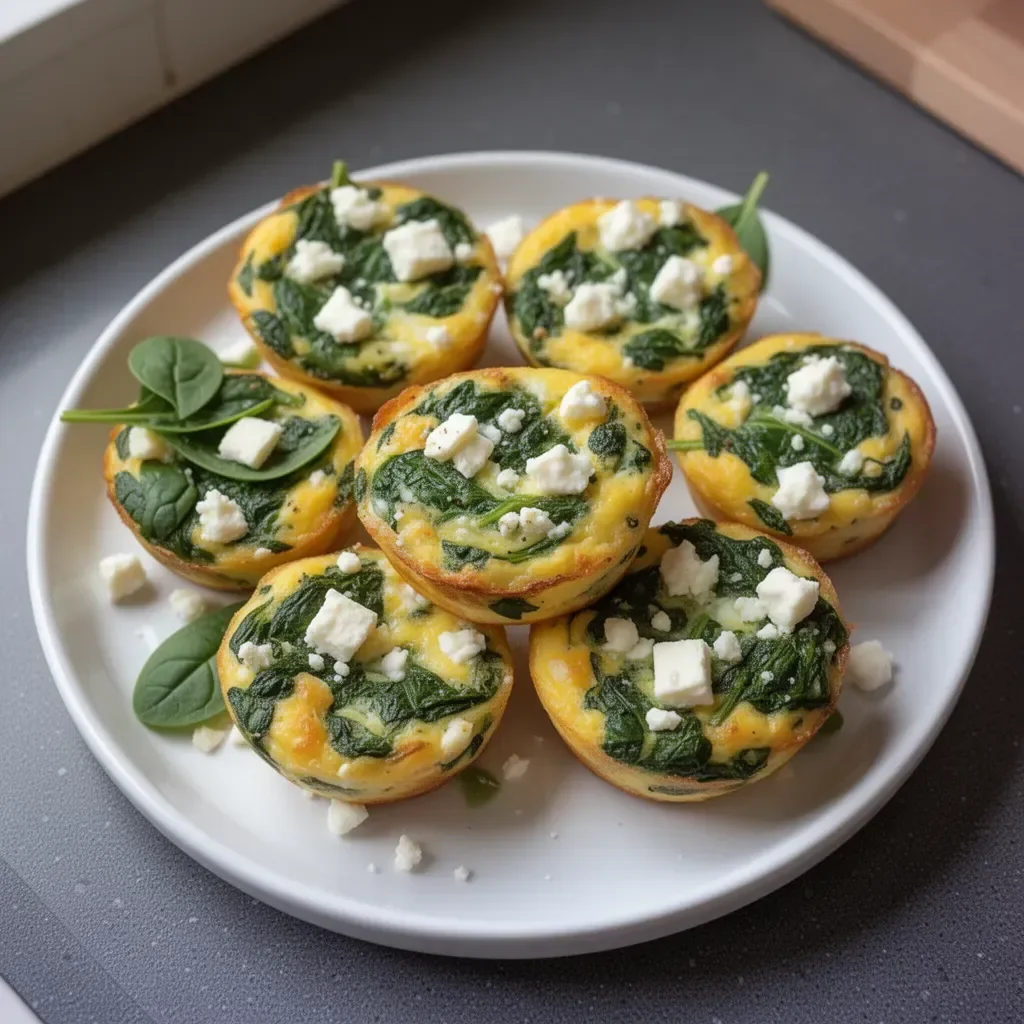 Delicious egg muffins with spinach and feta, perfect for breakfast or meal prep