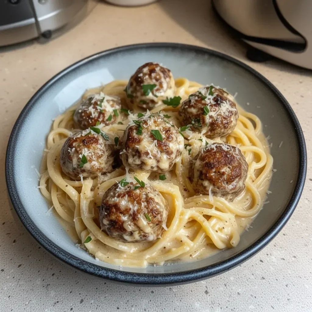 Savory garlic butter meatballs served on a plate, garnished and ready to enjoy.