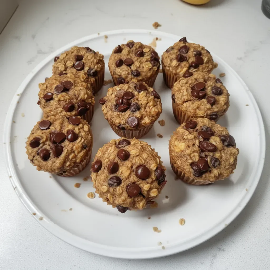 Greek yogurt chocolate chip oatmeal muffins for a healthy snack or breakfast