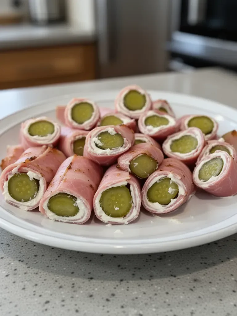 Ham and Pickle Roll-ups with Cream Cheese