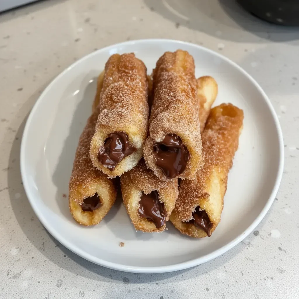Homemade churro bites served with Nutella for dipping