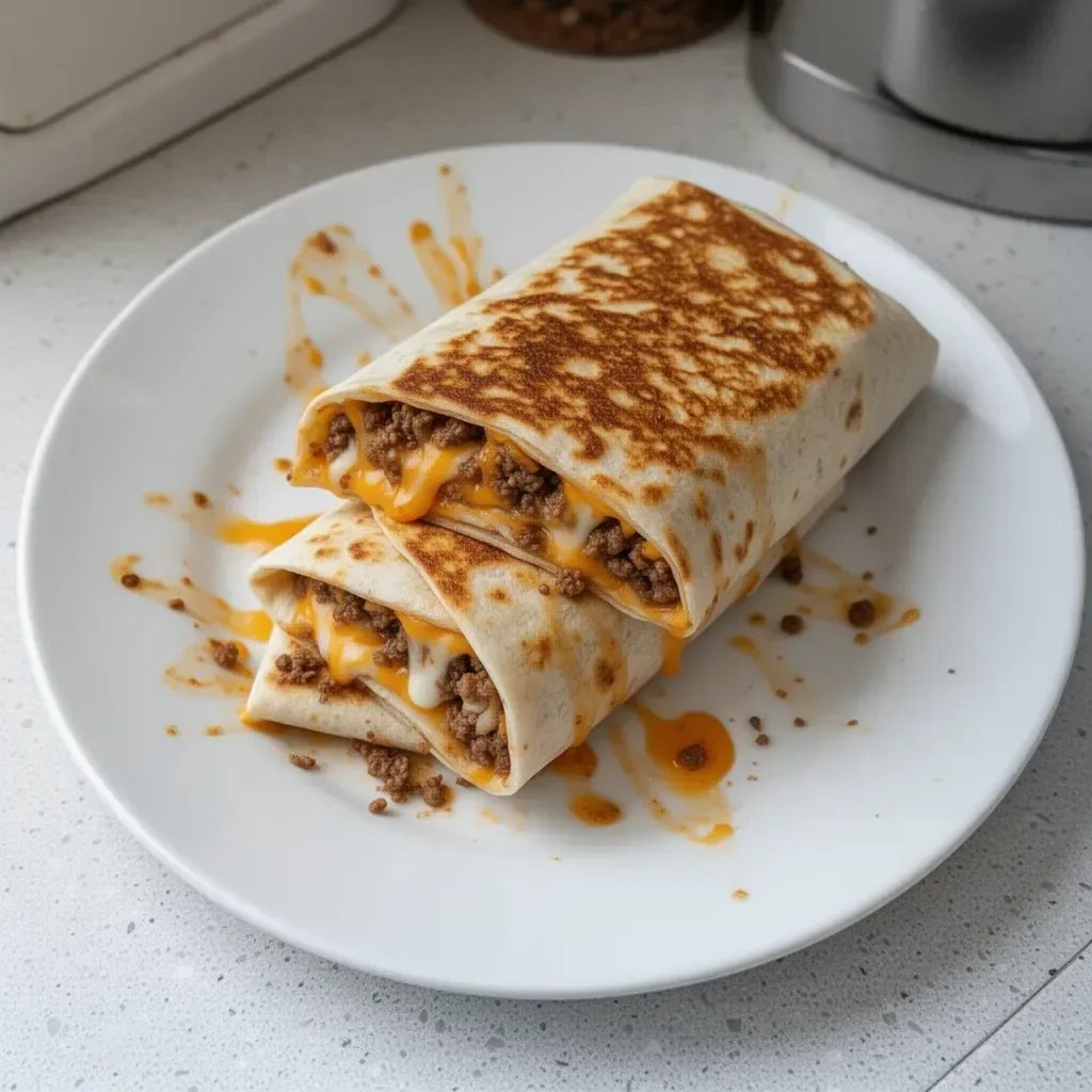 Irresistible grilled cheese burrito with melty cheese and crispy tortilla