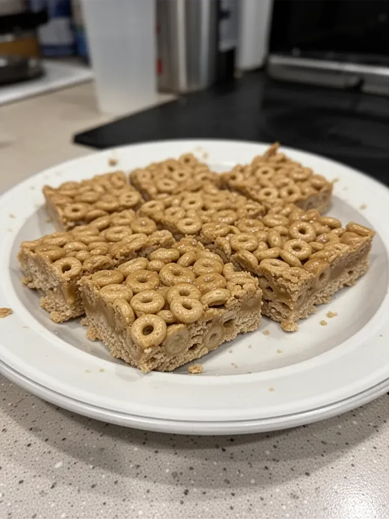 No-Bake Peanut Butter Cheerio Bars (3 Ingredients!)