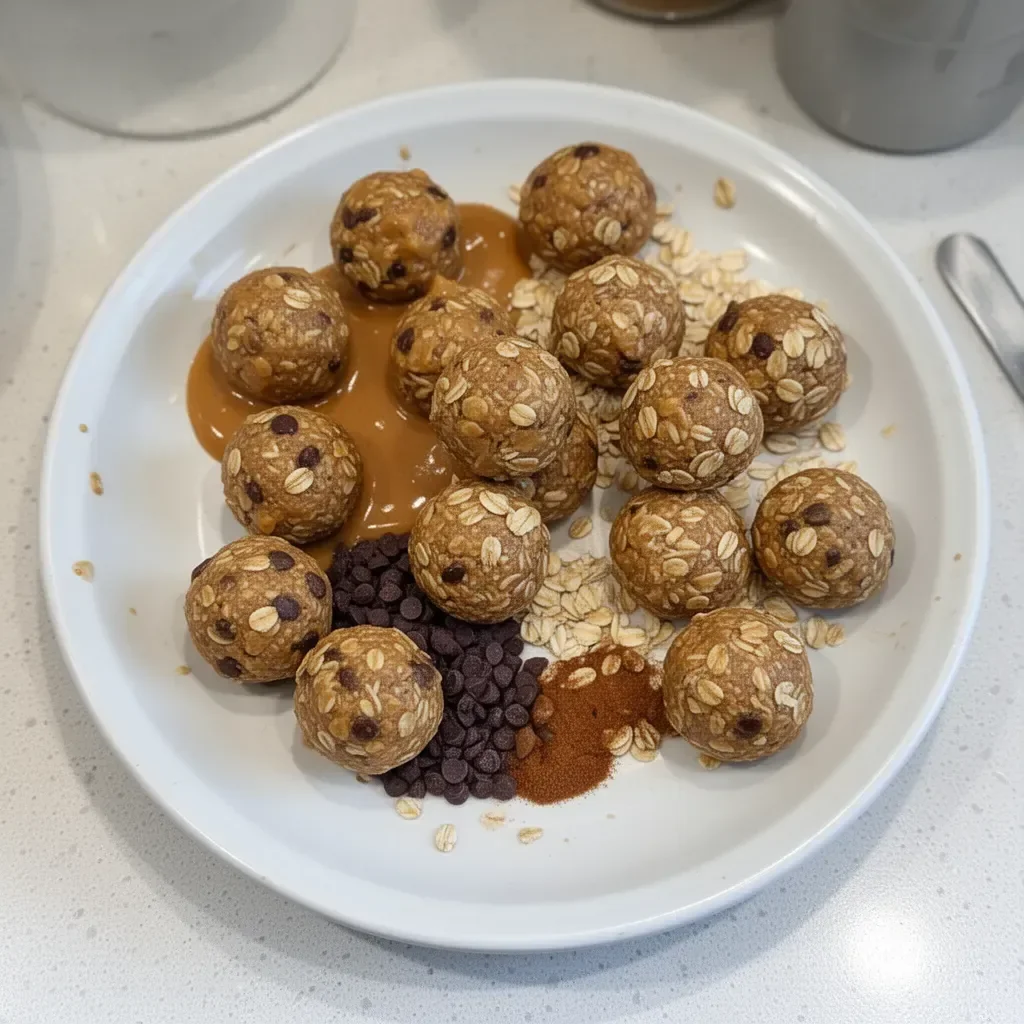 Homemade oatmeal peanut butter energy bites, a healthy snack option.