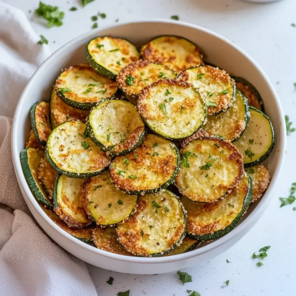 Bowl of crispy oven-baked zucchini chips