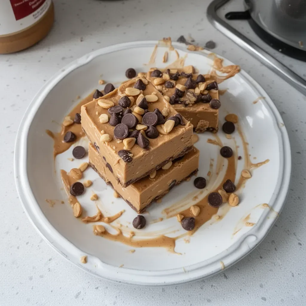 Peanut Butter Frozen Yogurt Bars served on a plate, perfect for cooling off.