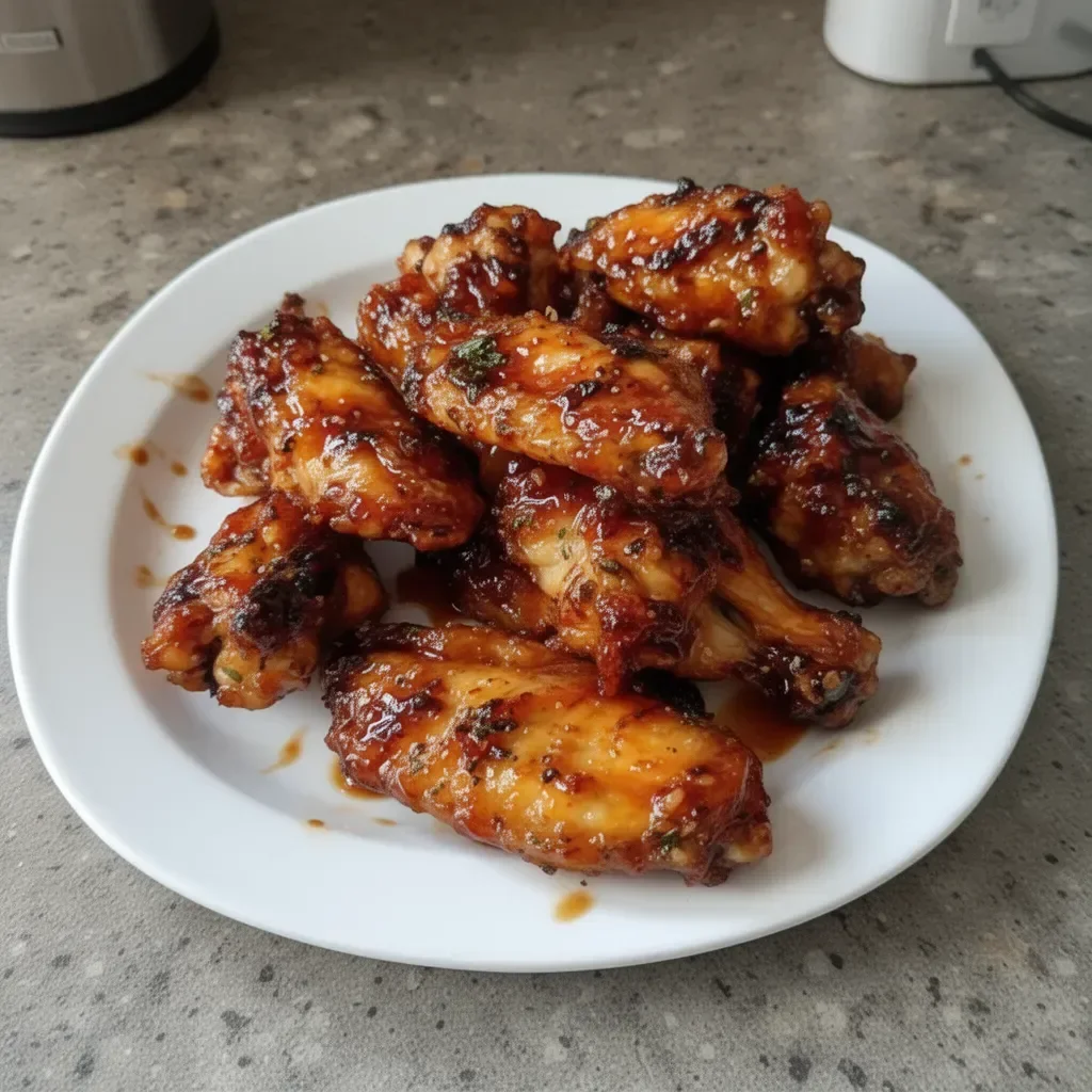 Pineapple-Teriyaki Chicken Wings garnished with sesame seeds and green onions
