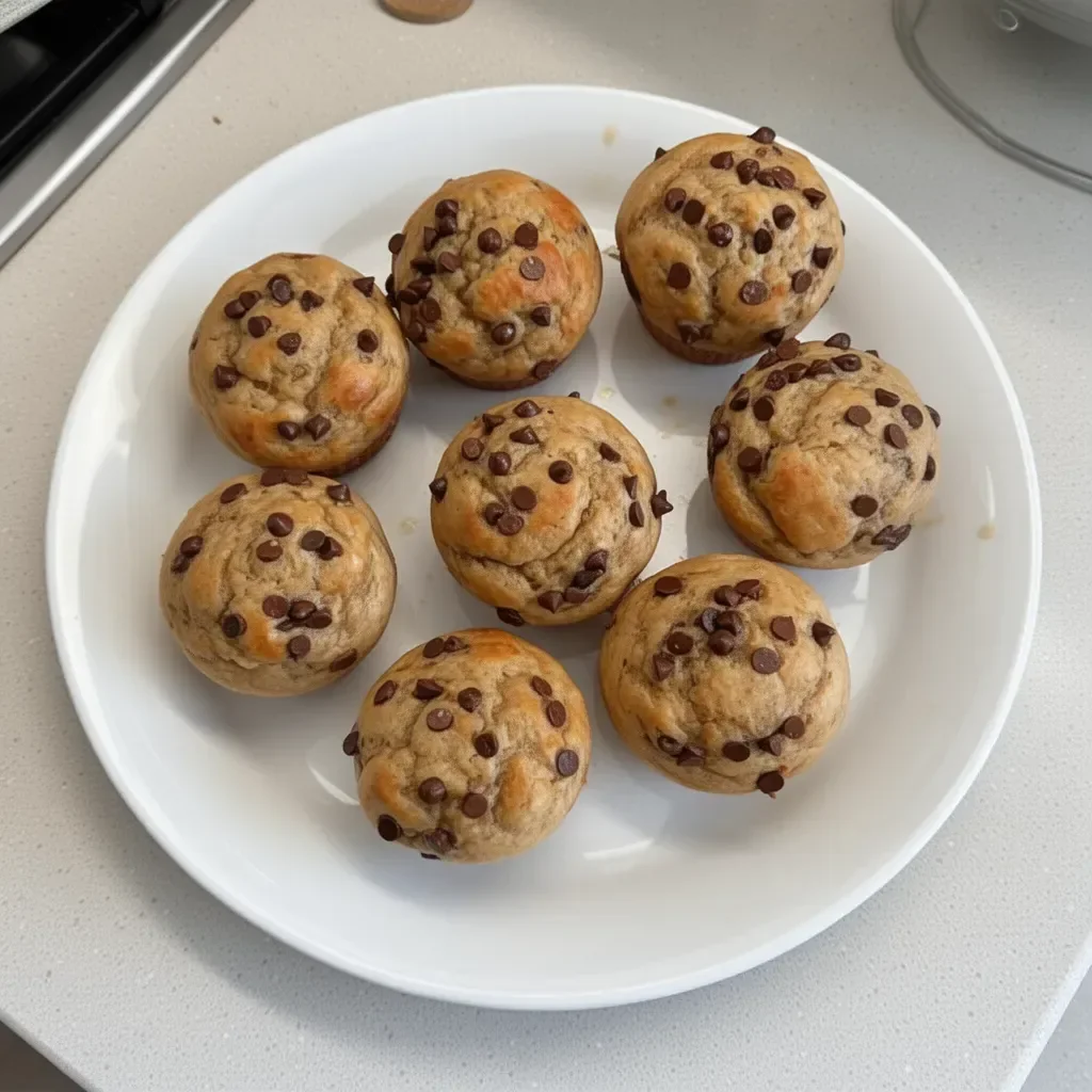 Baked Protein Banana Muffins with oats and nuts ready to be served