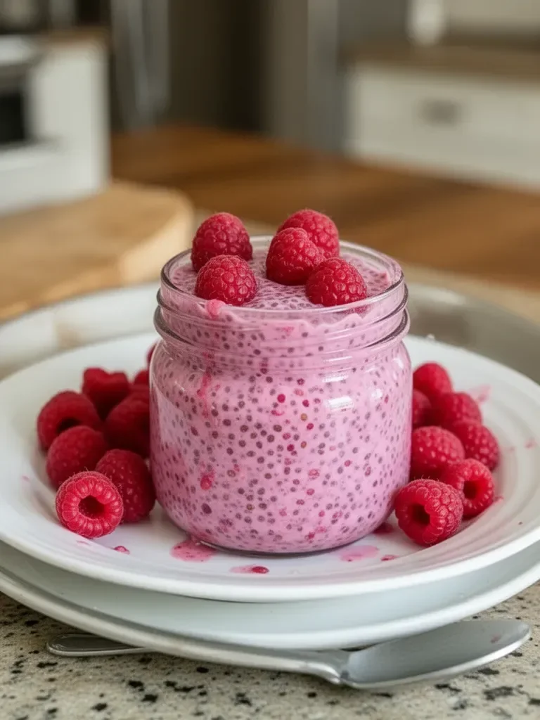 Raspberry Chia Pudding Sweetened with Maple Syrup