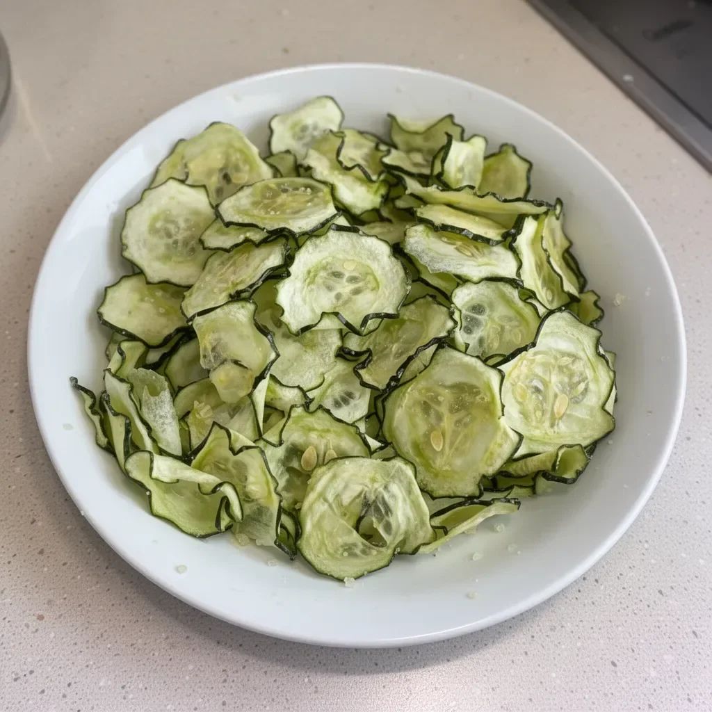 Salt and vinegar cucumber chips snack in a bowl