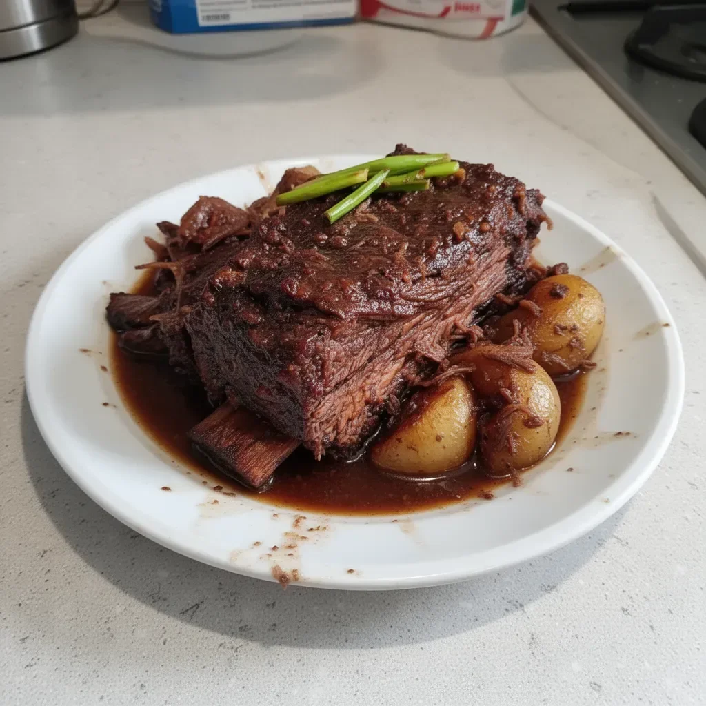 Slow cooked beef brisket recipe served with sides