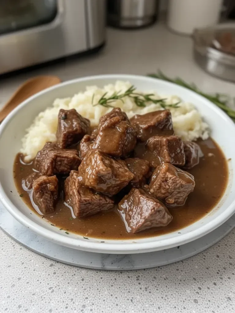 Slow-Cooked Beef Tips with Gravy