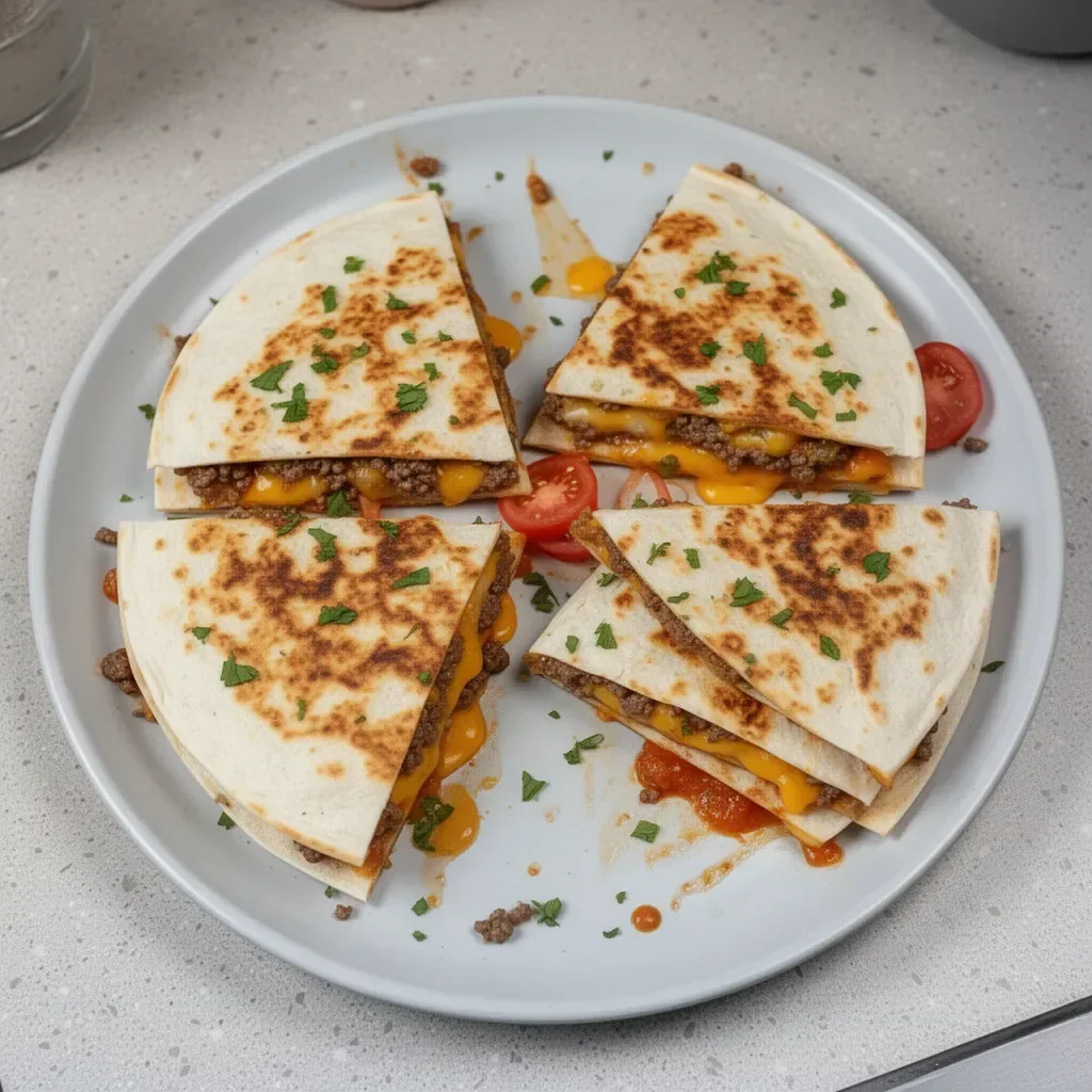 Delicious Smashburger Quesadillas with cheese and toppings