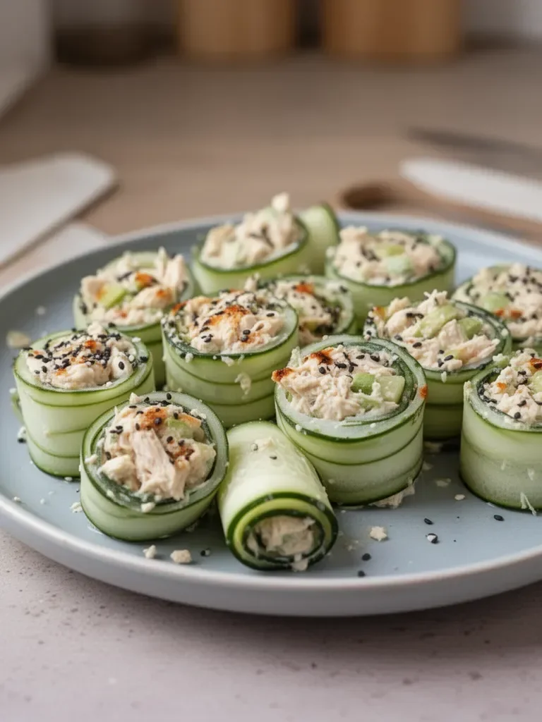Tasty Chicken Salad Cucumber Roll Ups