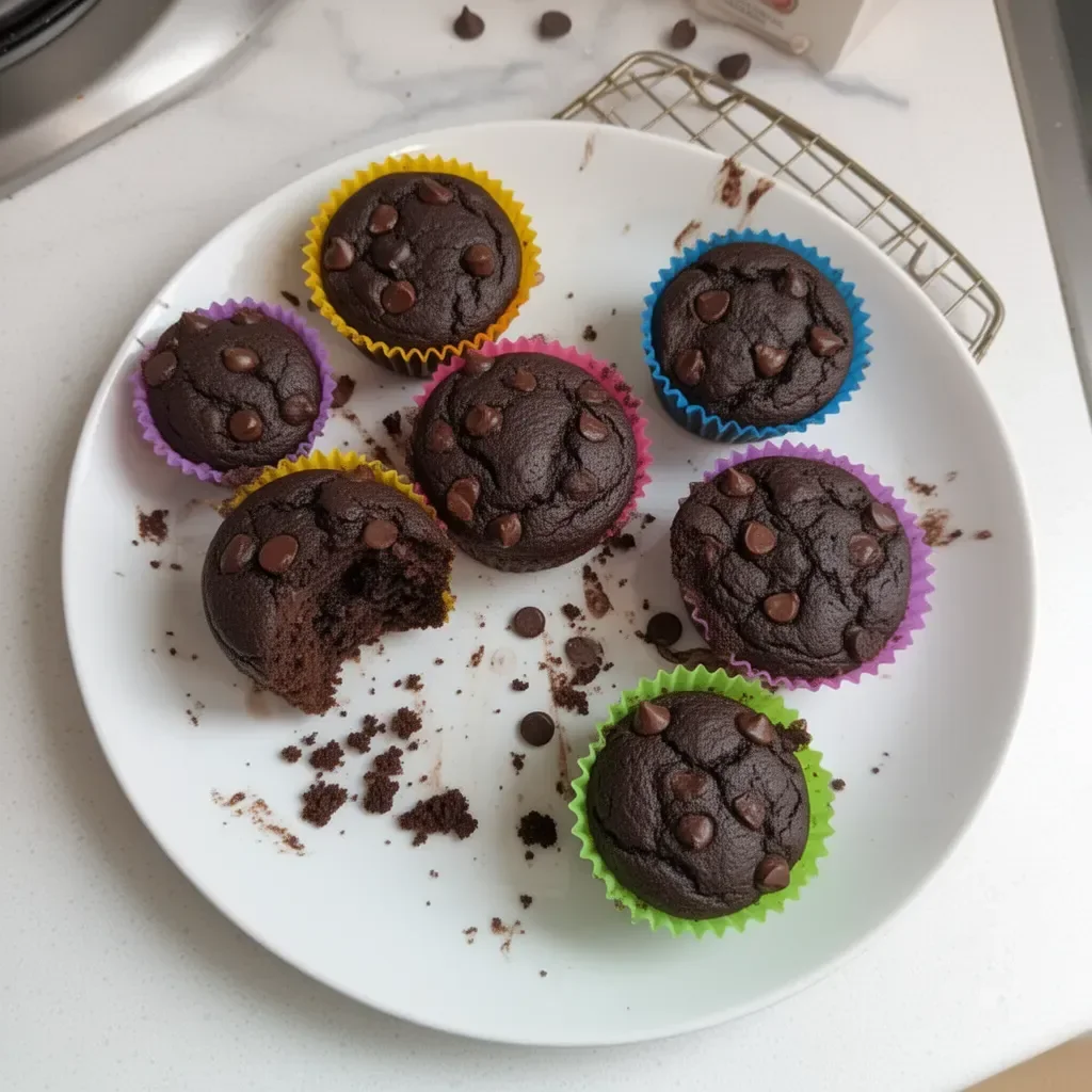 Delicious veggie chocolate muffins with a rich chocolate flavor and veggie goodness
