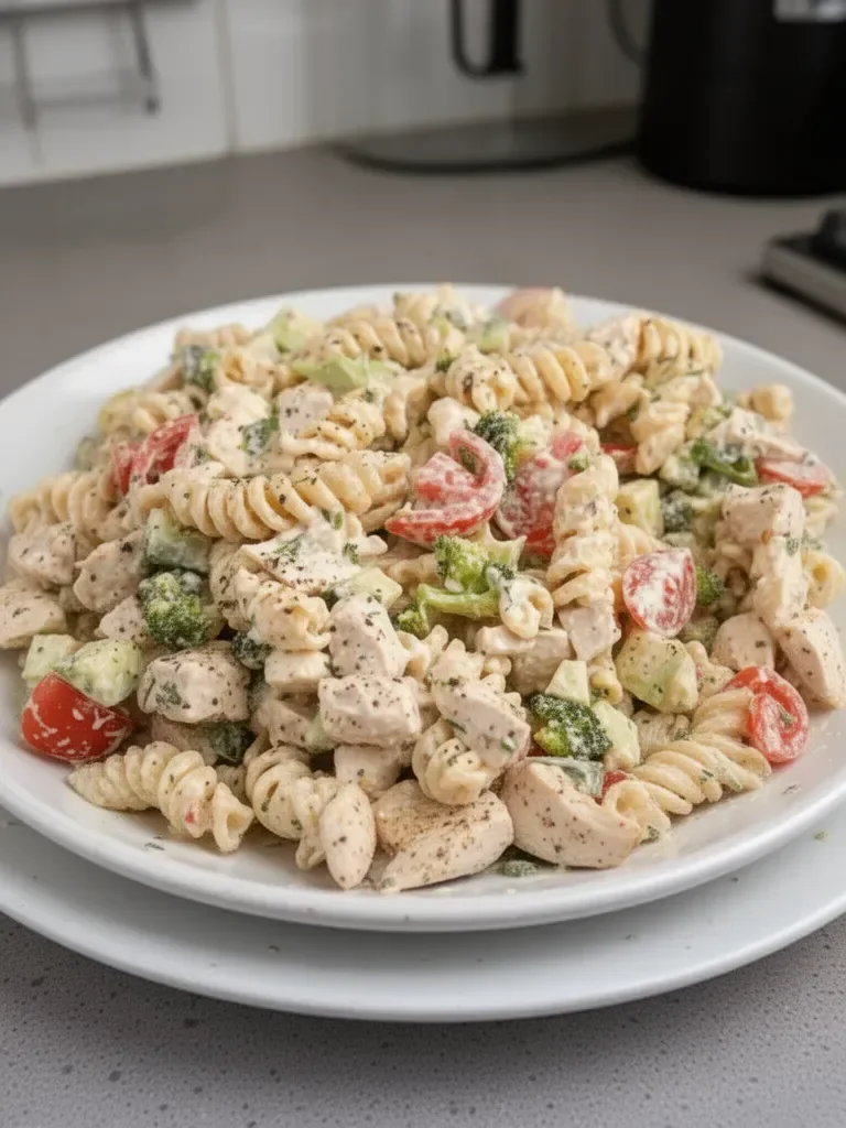 Creamy High-Protein Pasta Salad with Chicken
