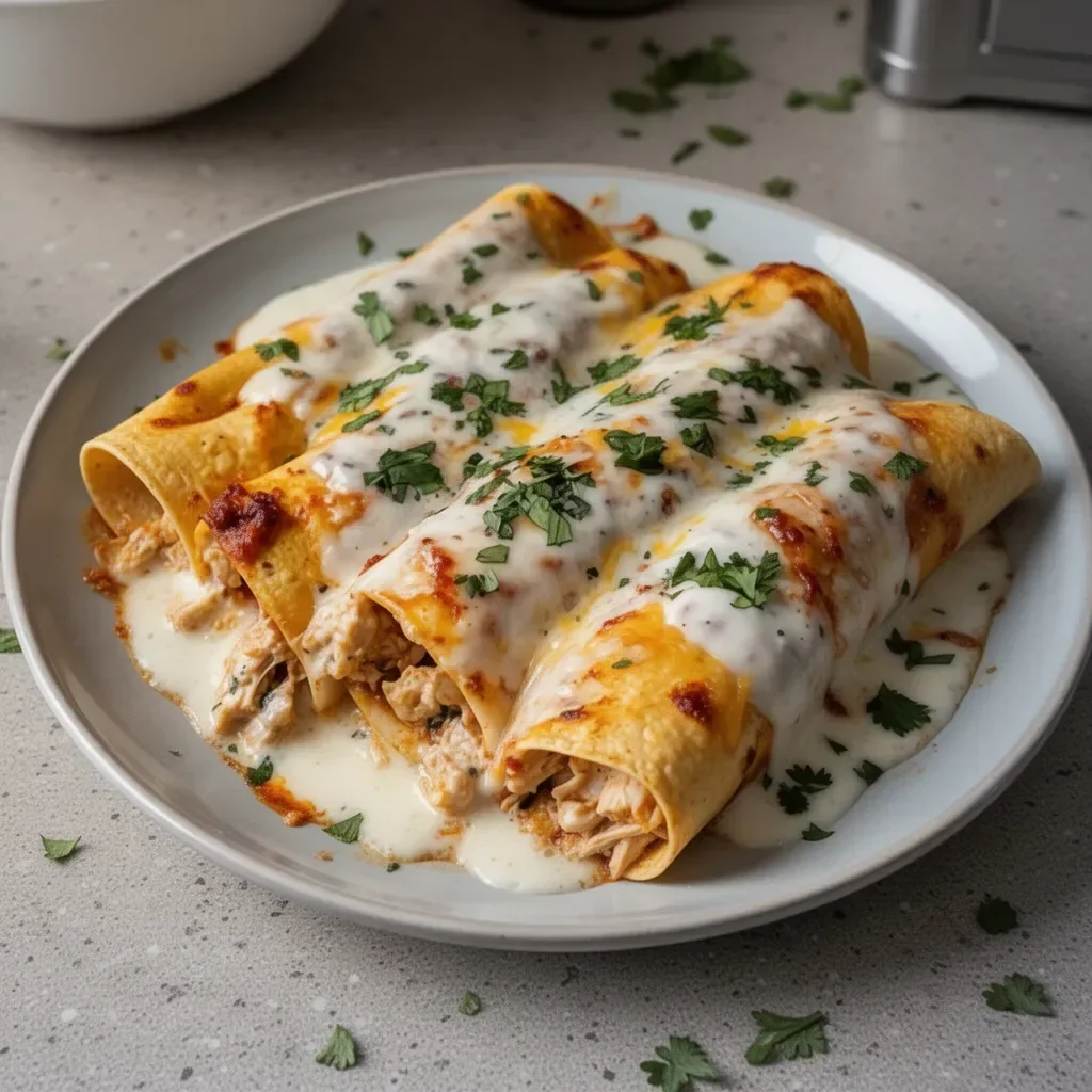 Delicious high protein chicken enchiladas ready for dinner