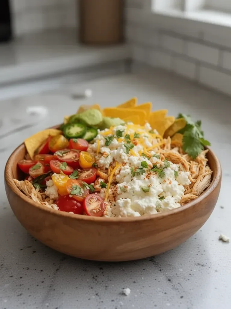 High Protein Cottage Cheese Chicken Taco Bowl