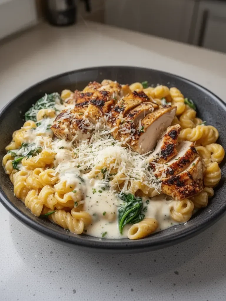 High Protein Garlic Parmesan Pasta Bowls (384 Cal + 36g Protein)