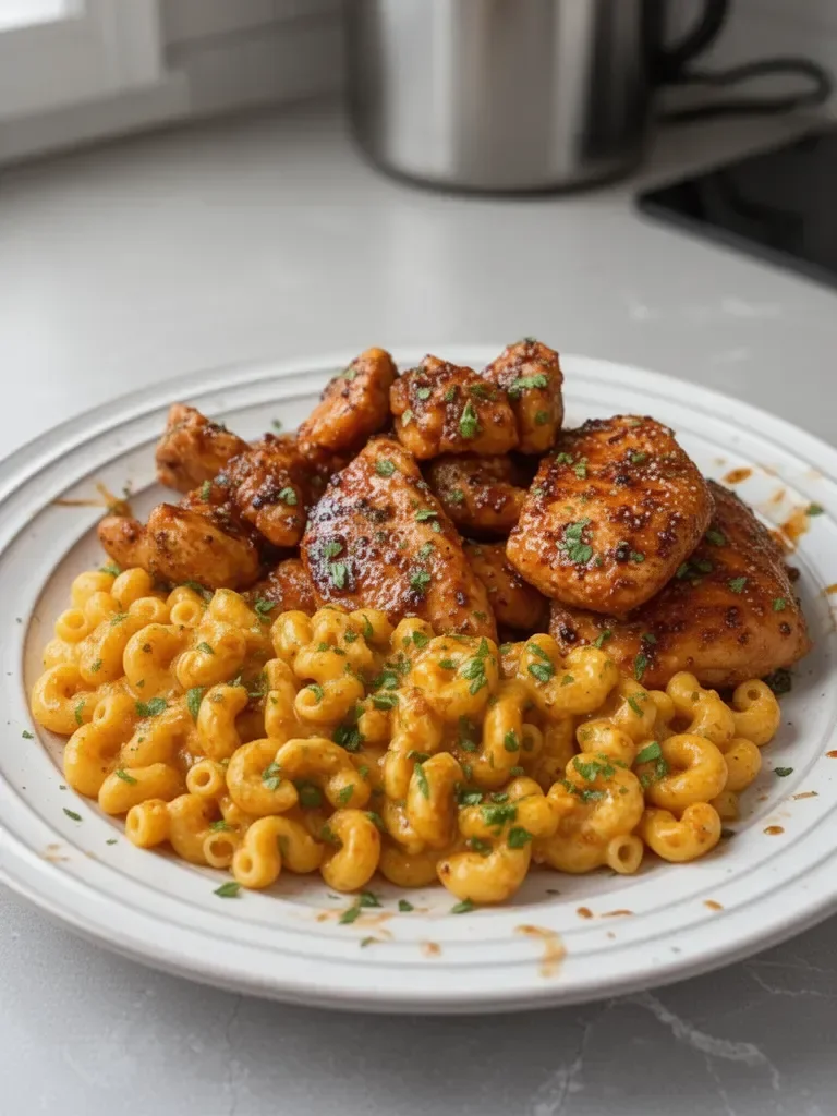 High-Protein Honey Garlic Butter Chicken with Mac & Cheese