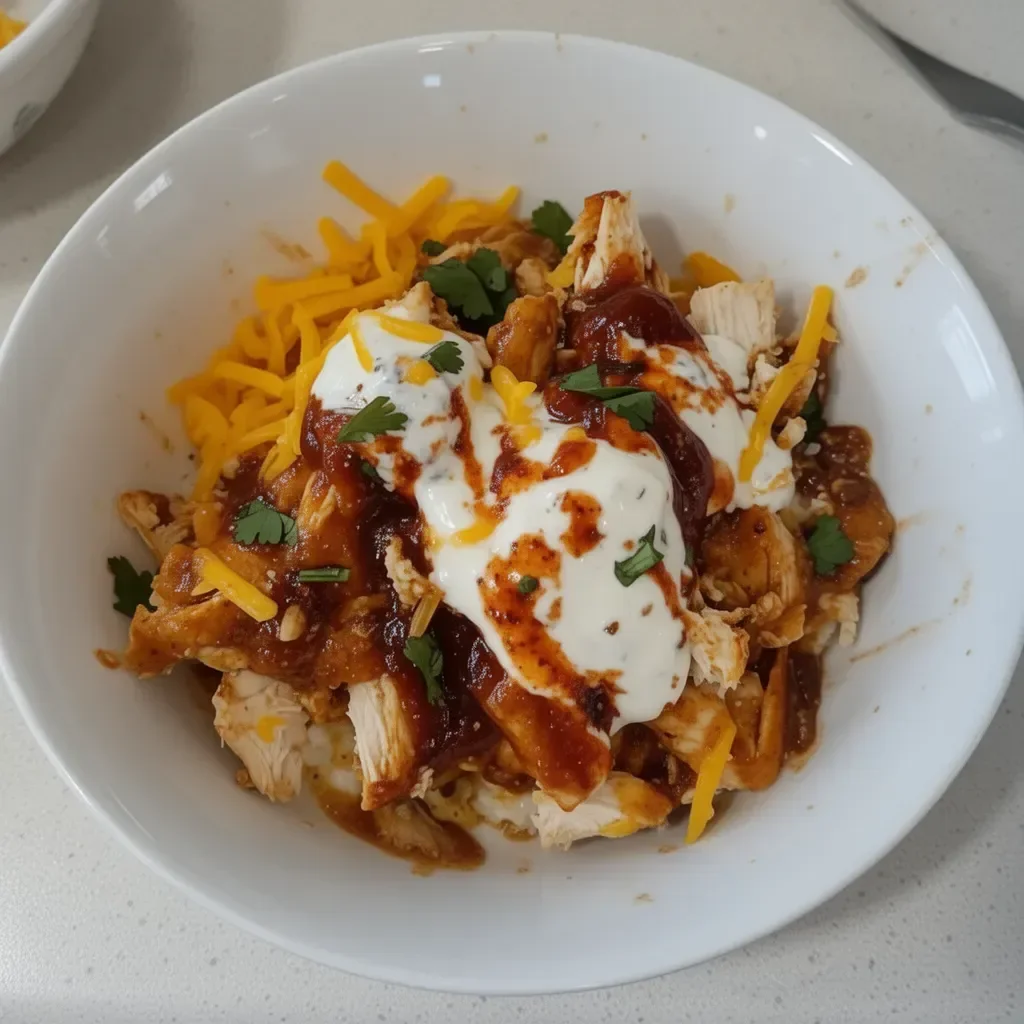 Macro Friendly BBQ Ranch Chicken Bowl with high protein content
