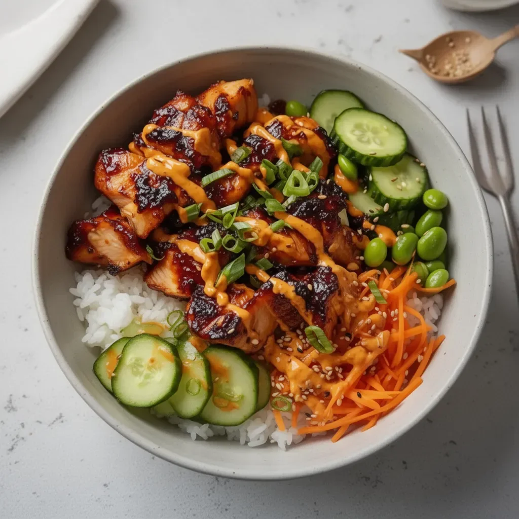 Savory Korean BBQ Chicken bowls ready for a delicious weeknight dinner