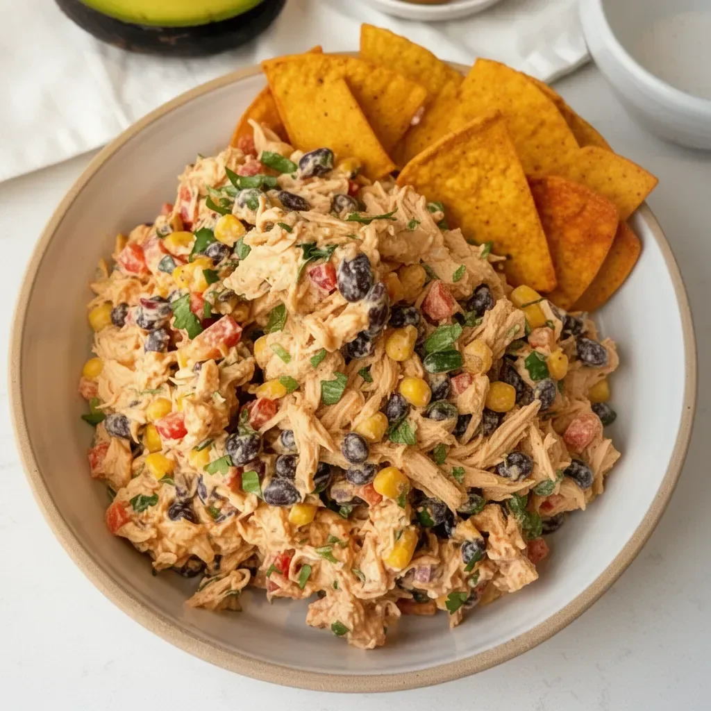 Delicious Southwestern Chicken Salad with fresh vegetables and grilled chicken.