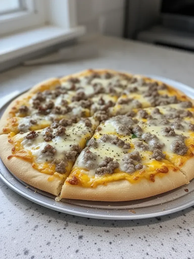 Biscuits and Sausage Gravy Breakfast Pizza