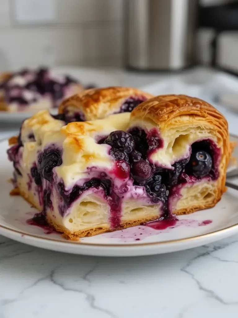 Blueberry Cream Cheese Croissant Casserole