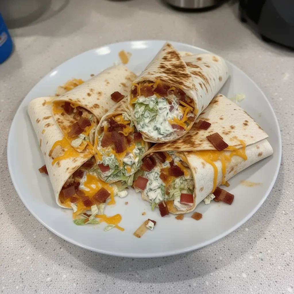 Cheesy bacon ranch wraps filled with fresh ingredients and crispy bacon