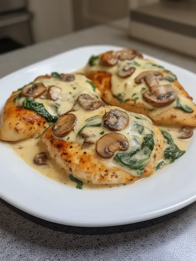 Chicken, Spinach, and Mushroom Bake