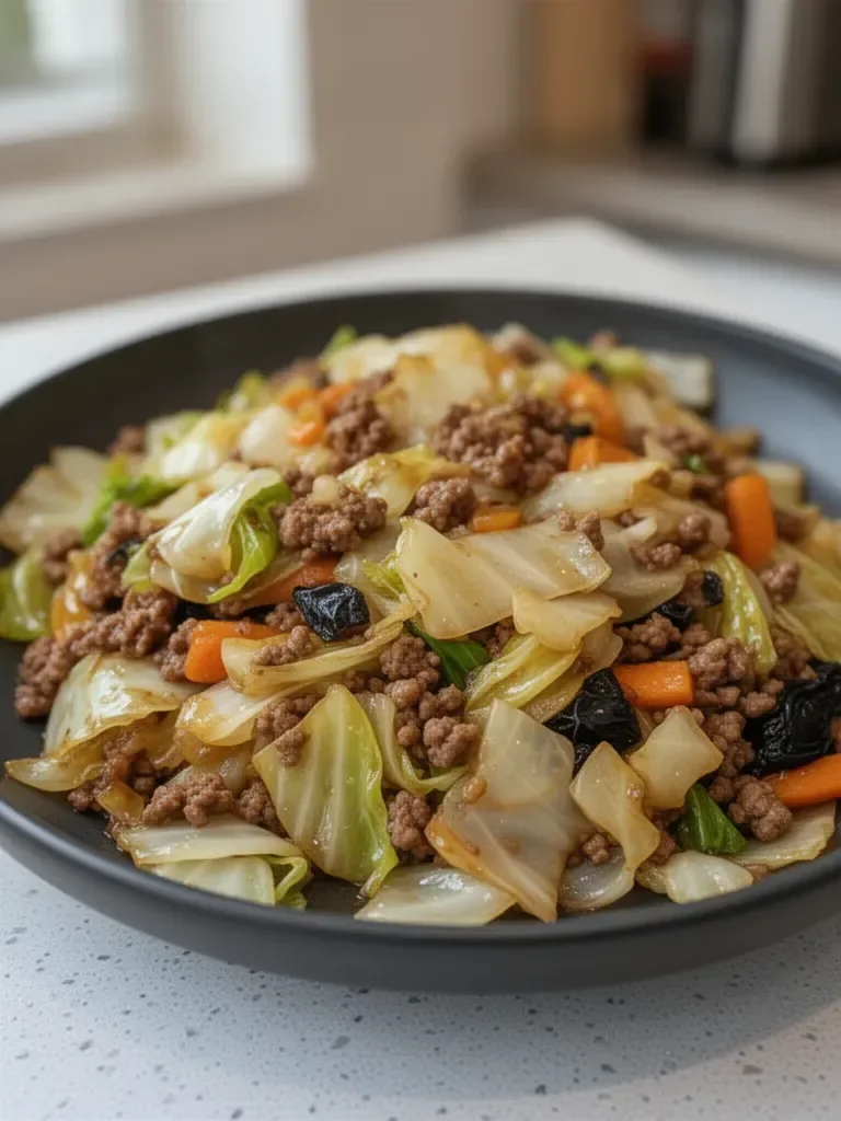 Chinese Ground Beef and Cabbage Stir-Fry
