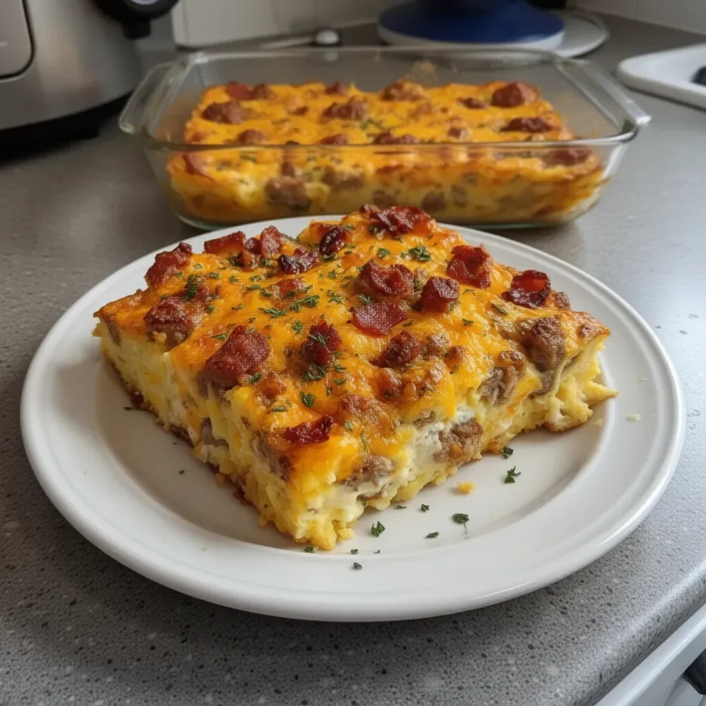 Delicious Crack Breakfast Casserole loaded with eggs, cheese, and sausage