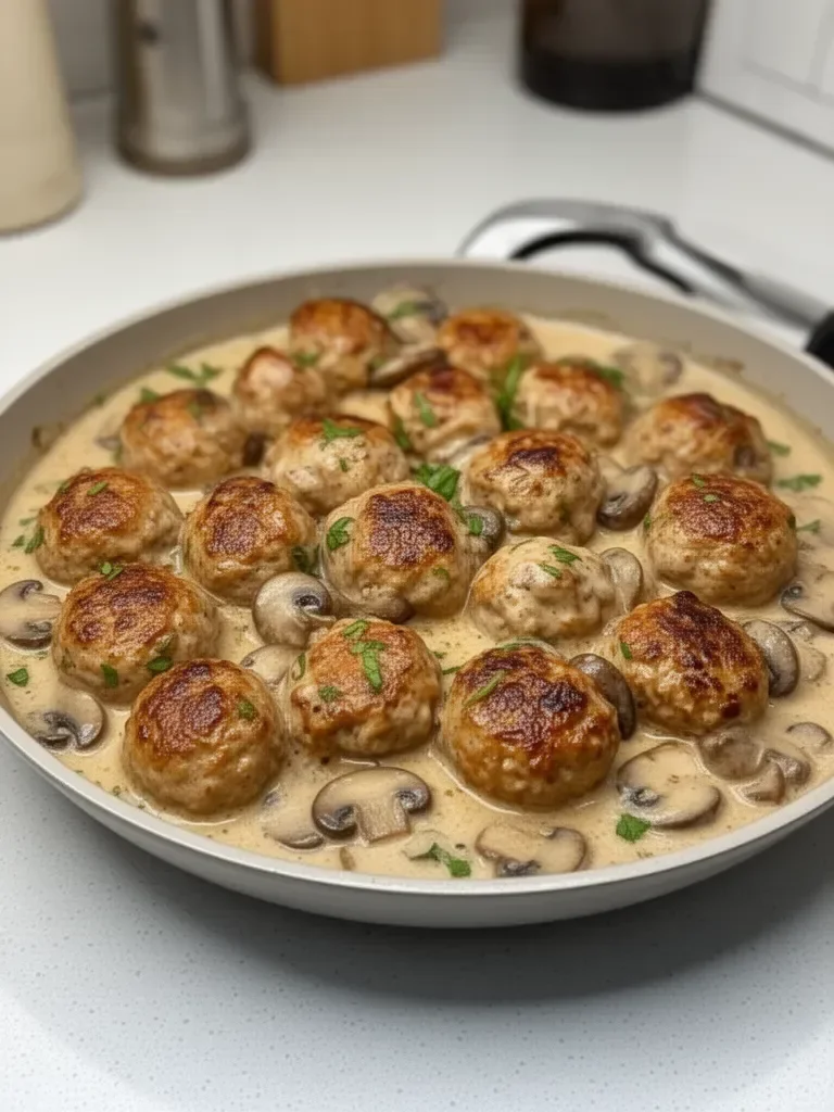Creamy Mushroom Chicken Meatballs