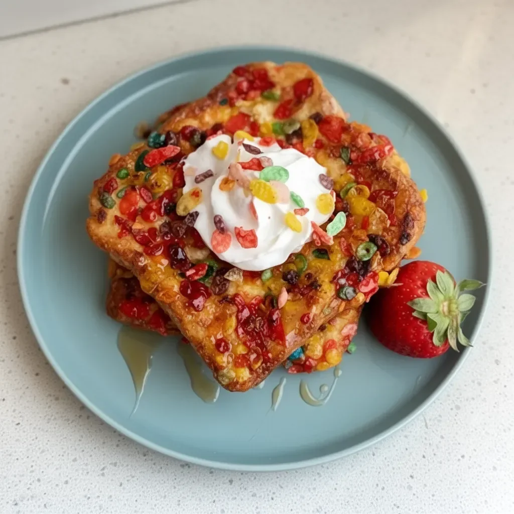 Deliciously crunchy French Toast served with maple syrup and fresh berries.