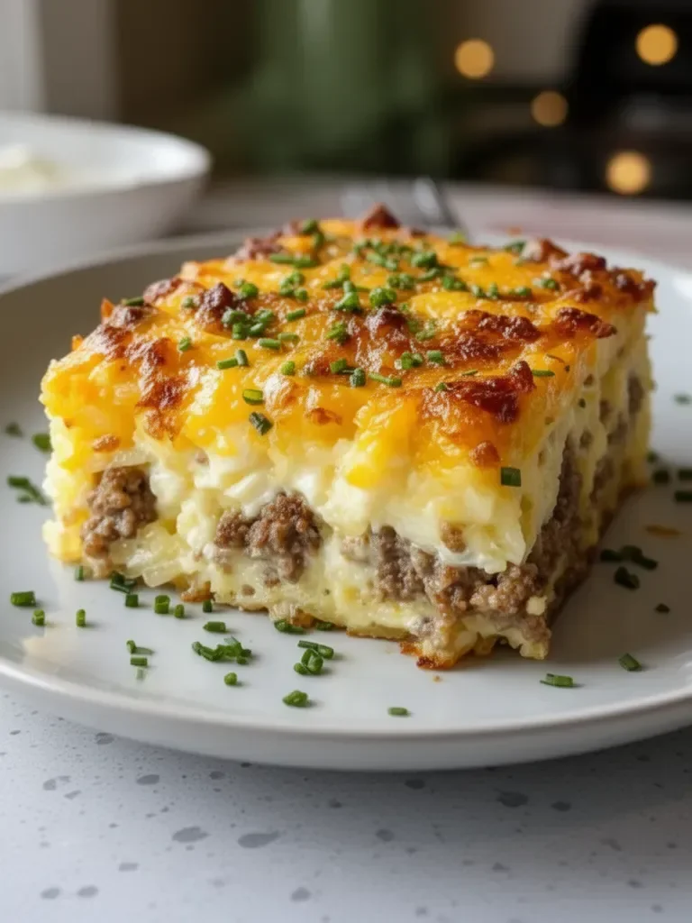 Easy Beef Sausage Egg & Cream Cheese Casserole for Brunch