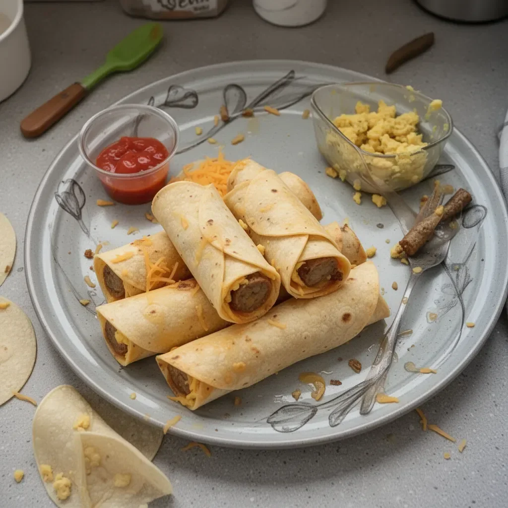 Delicious easy breakfast taquitos filled with eggs and cheese.