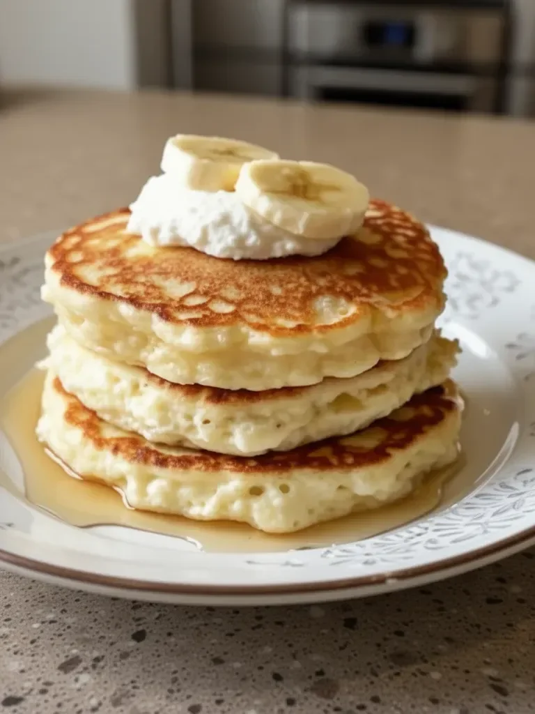 Fluffy Banana Cottage Cheese Pancakes