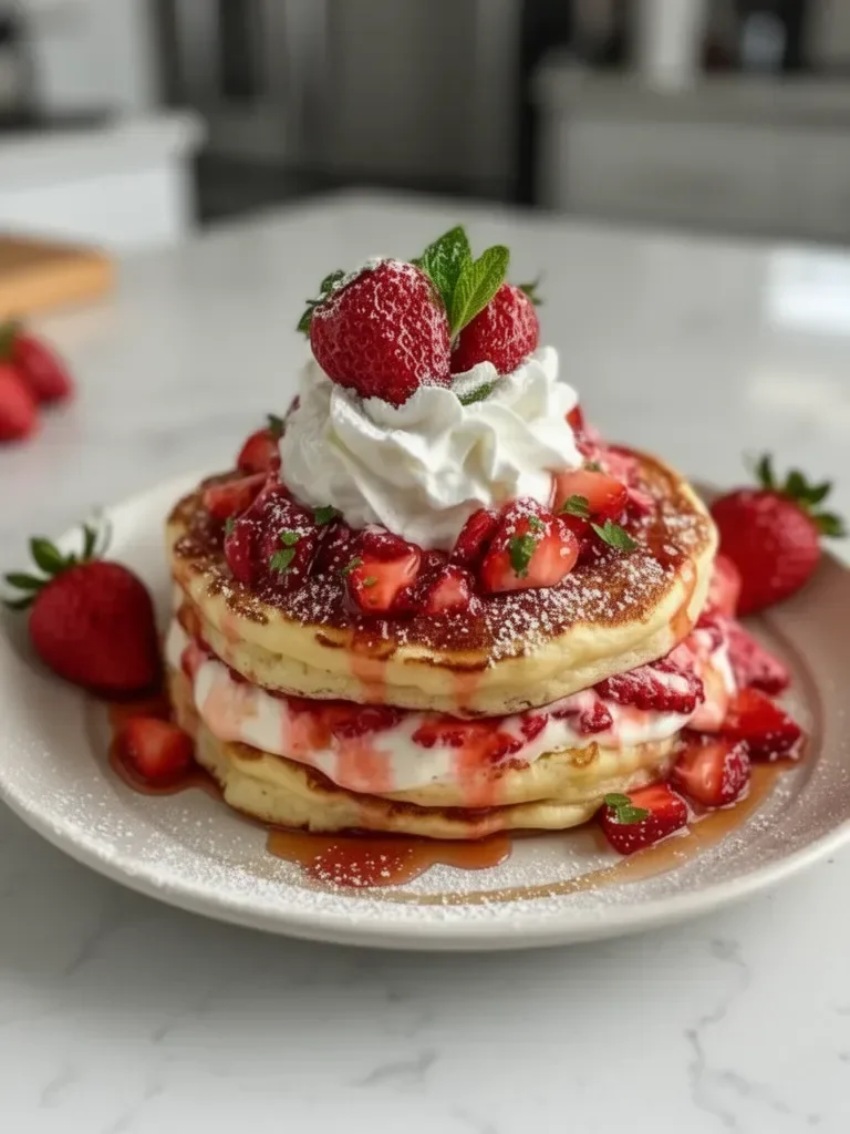 Fluffy Strawberry Cheesecake Pancakes