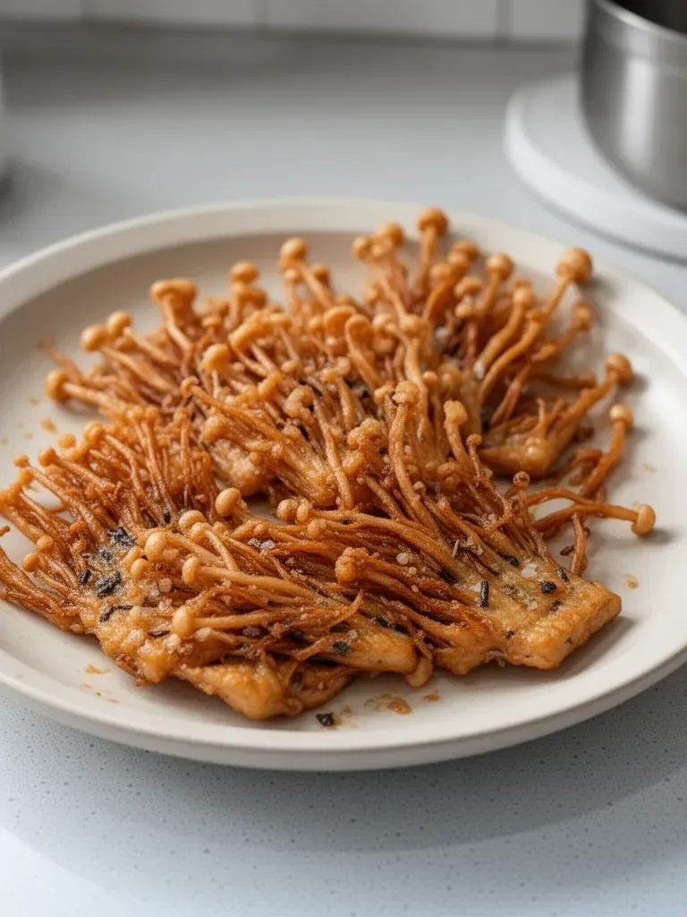 Fried Enoki Mushrooms