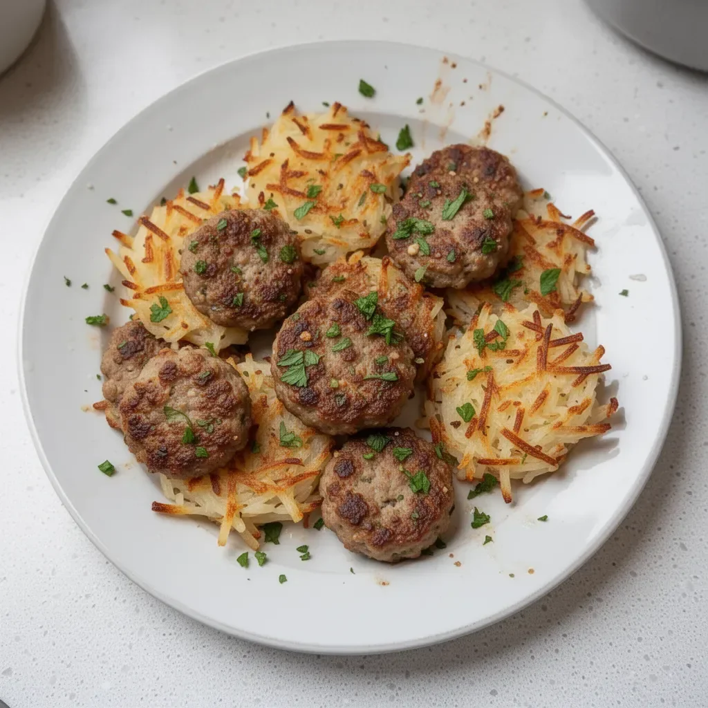 Delicious Hash Brown Sausage Bites served on a platter for breakfast.
