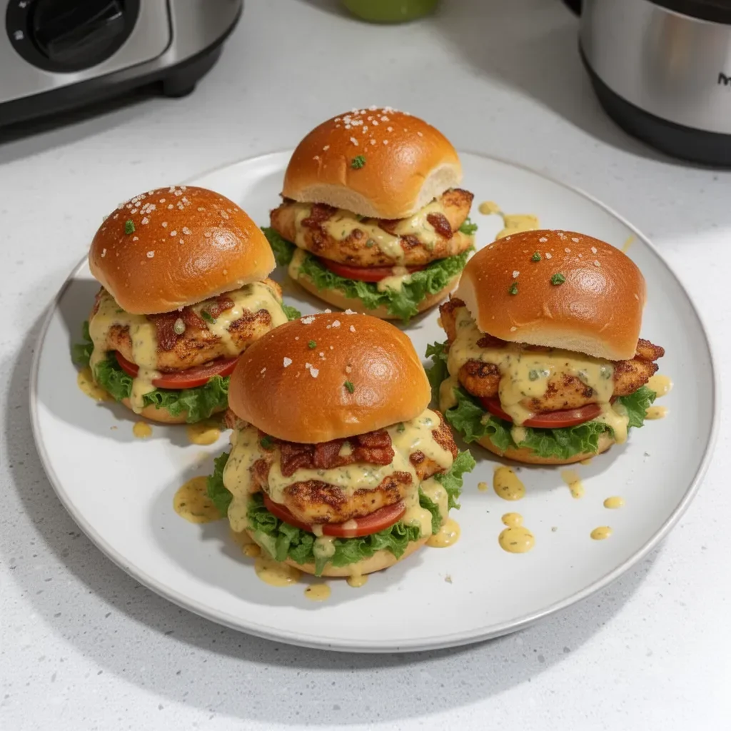 Delicious honey mustard chicken sliders served on a platter