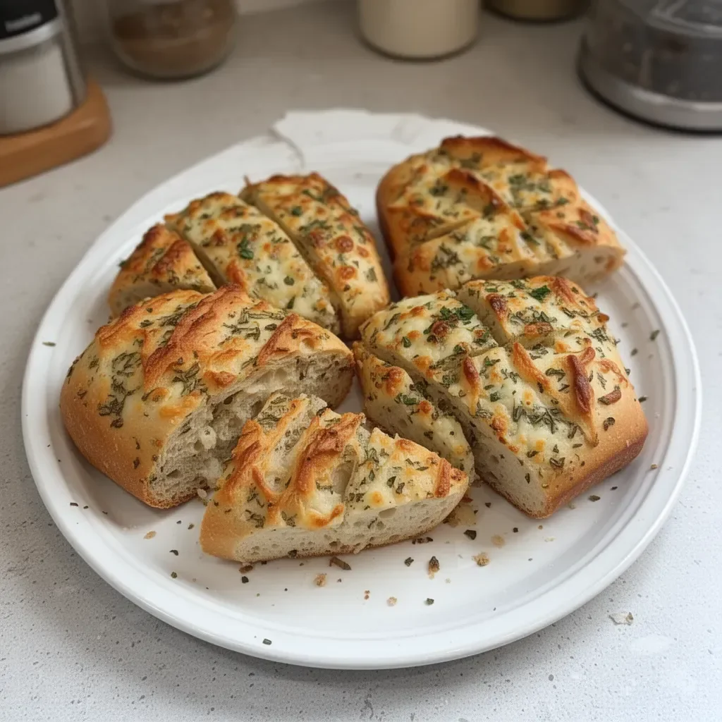 Italian Herbs and Cheese Bread with fresh herbs and melted cheese